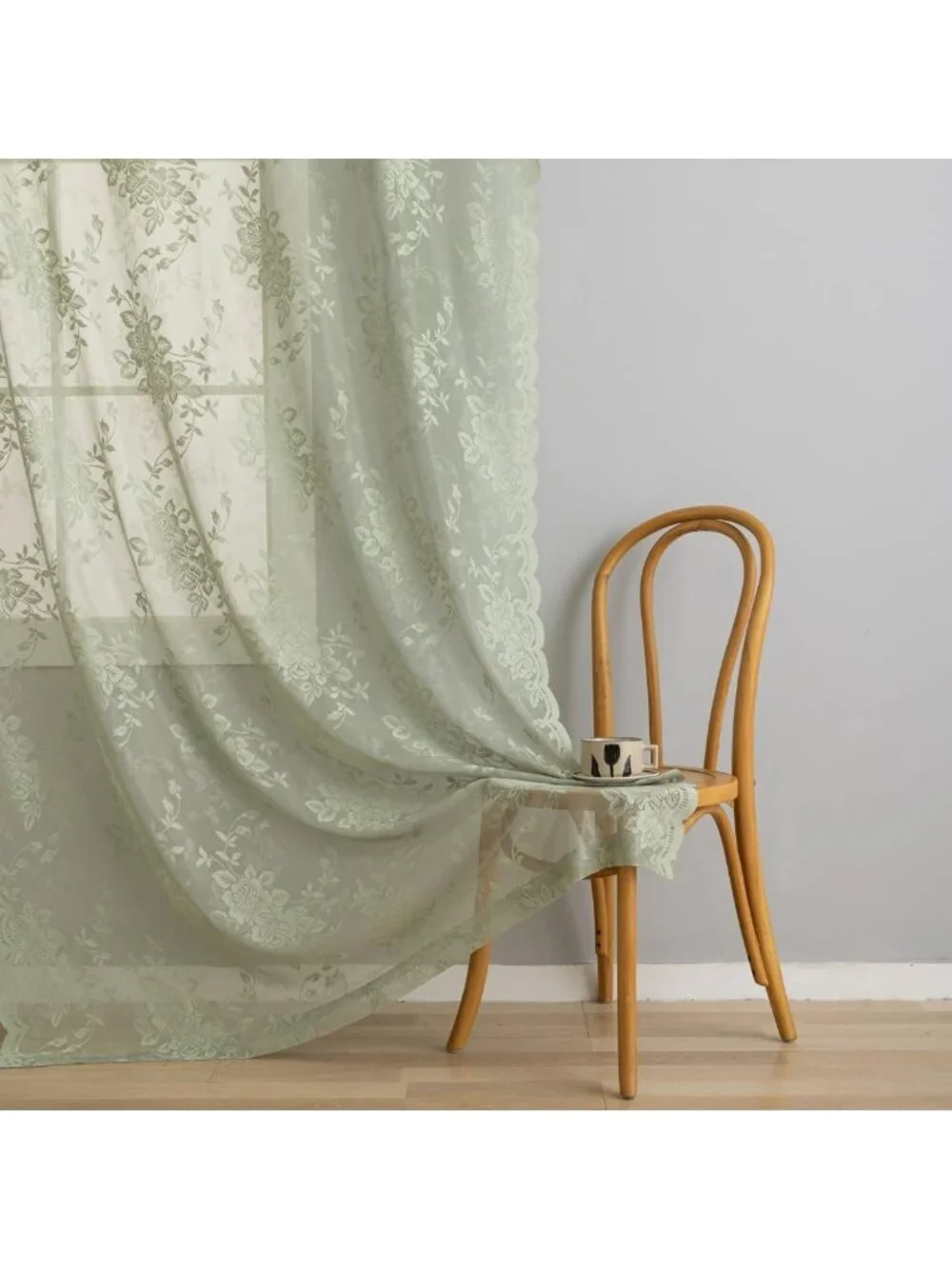 Sage Green Vintage Lace Curtains 84